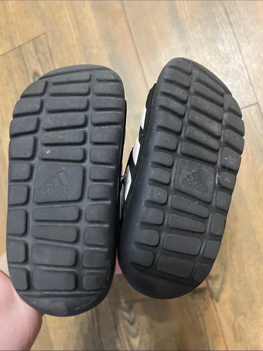adidas Kids Black and White Velcro Strap Sandals